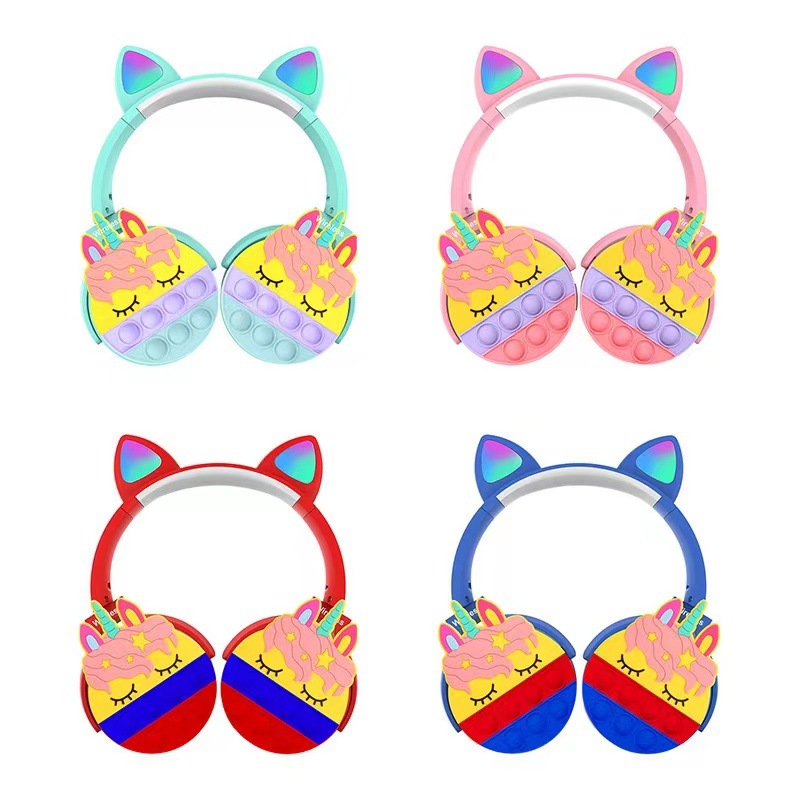 Nuevo transfronterizo auricular Bluetooth JST-950 plegable auricular inalámbrico luminoso unicornio fabricante en stock