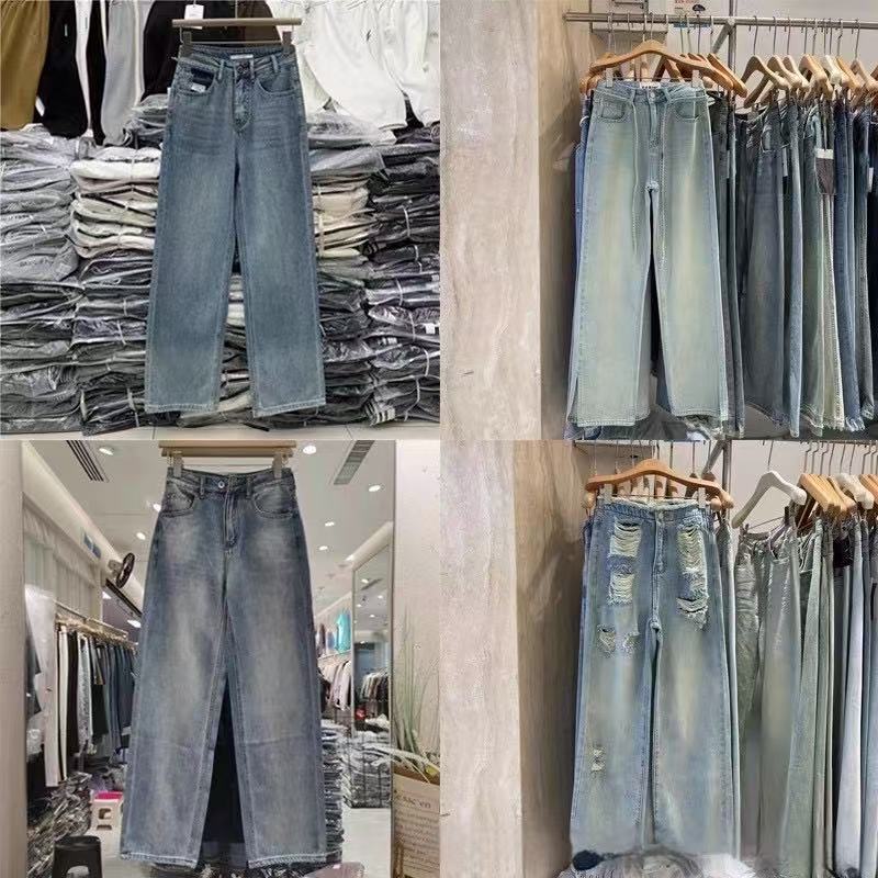 3 Yuan, 5 Yuan, 10 Yuan Washed Denim Jeans, Guangzhou Women's Fashion Flared Straight-Leg Split Hem Wide-Leg Pants Wholesale 3 Yuan, 5 Yuan, 10 Yuan Washed Denim Jeans, Guangzhou Women's Fashion Flared Straight-Leg Split Hem Wide-Leg Pants Wholesale