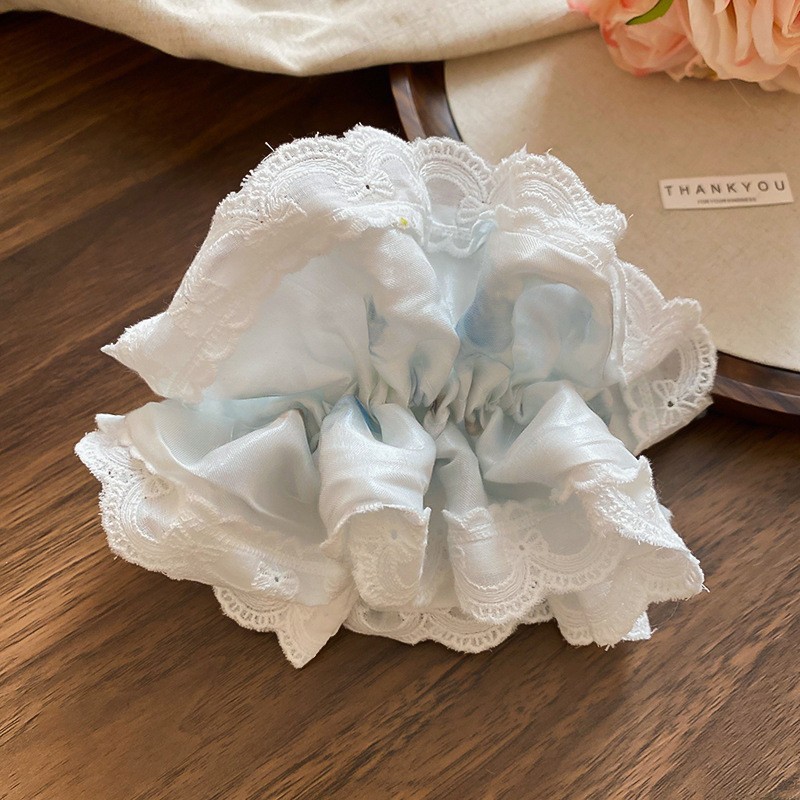 Encaje lazo para el cabello de intestino grueso de doble capa ins coreanos cuerda para el cabello de intestino grueso fresco y dulce en la parte posterior de la cabeza accesorios para el cabello femenino