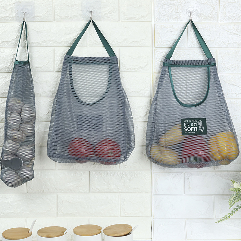 Bolso de mano montado en la pared, bolsa colgante multifuncional para frutas y verduras, bolsa de malla para almacenamiento con cabeza de ajo, bolsa de almacenamiento para cocina, jengibre y cebolla