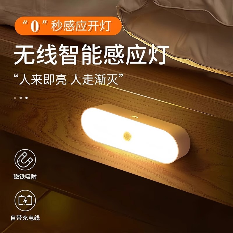 Human body induction night light intelligent rechargeable voice control light household wireless aisle wall night corridor induction light Human body induction night light intelligent rechargeable voice control light household wireless aisle wall night corridor induction light