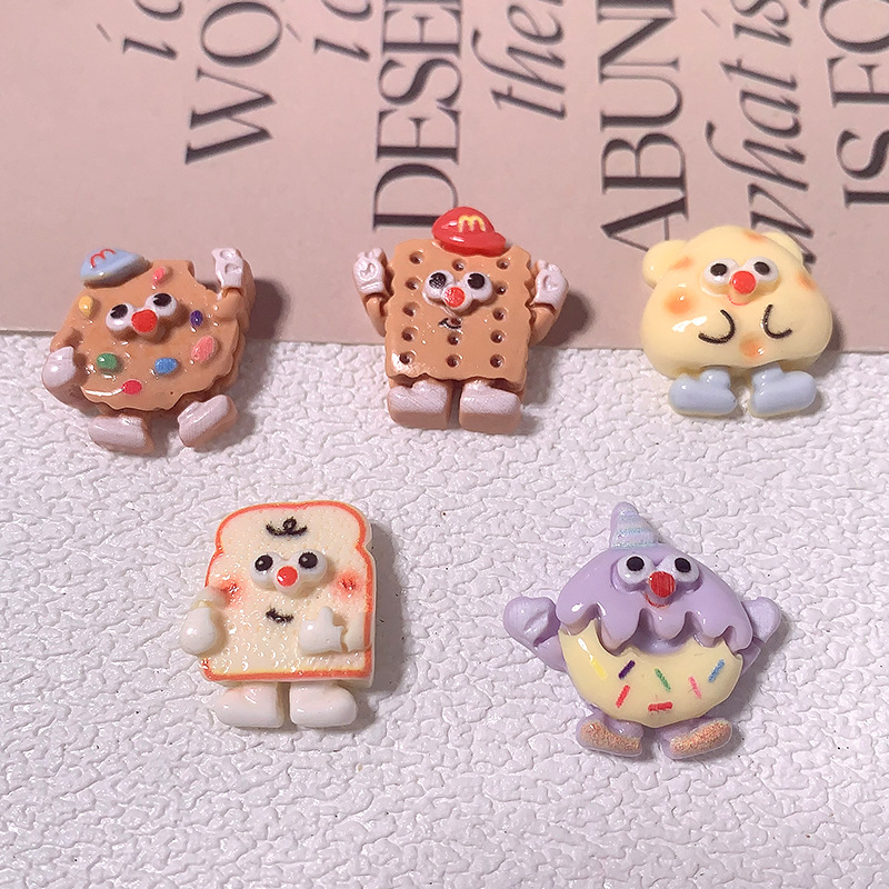 Nuevo pie galletas queso simulación de alimentos juegan accesorios de resina DIY accesorios de pegamento de crema material de cuerda de pelo