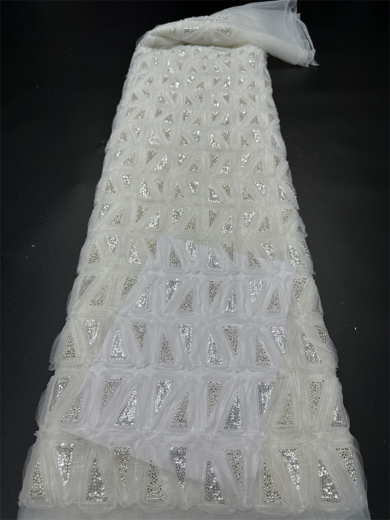 Europa y América de moda transfronteriza bordada tridimensional telas de malla de sequilla moda vestido de boda vestido de tela image 7