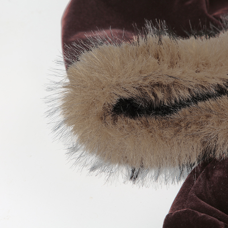 Women Fur Stitching Hooded Zip Cardigan Pocket Design Jacket Autumn Winter Solid Color Sexy Velvet Coat