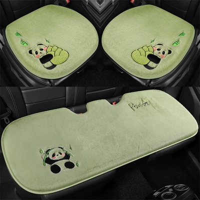 Cartoon Car Seat Cushion Single Wool pad - three-piece-set-matcha-green