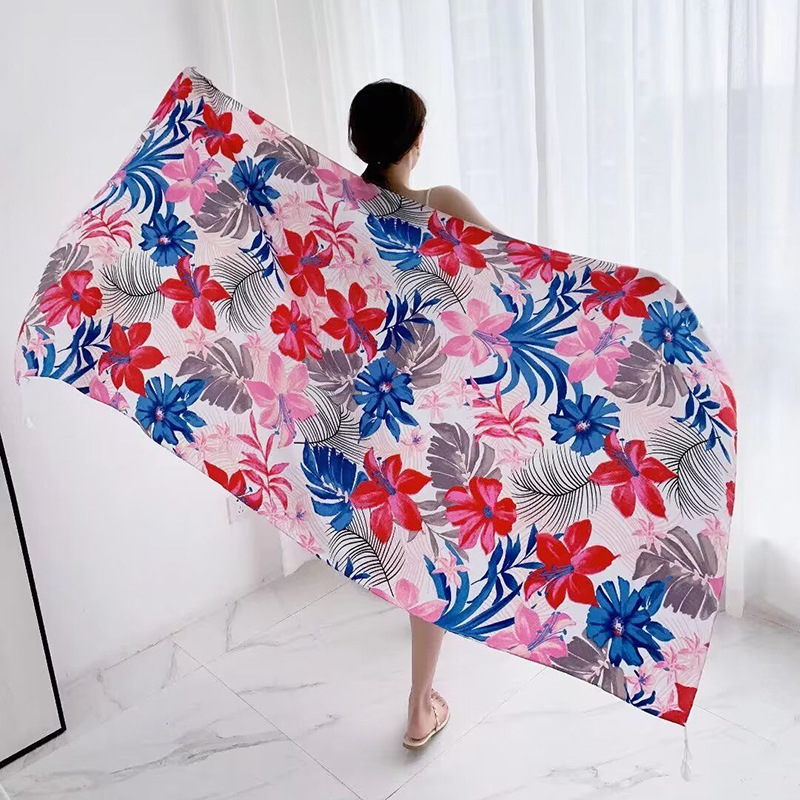 Sopa de satén de twill para mujeres 2025 bufandas de viento nacional de verano tibetanas bufandas de seda protector solar lago Qinghai turismo foto toalla de playa