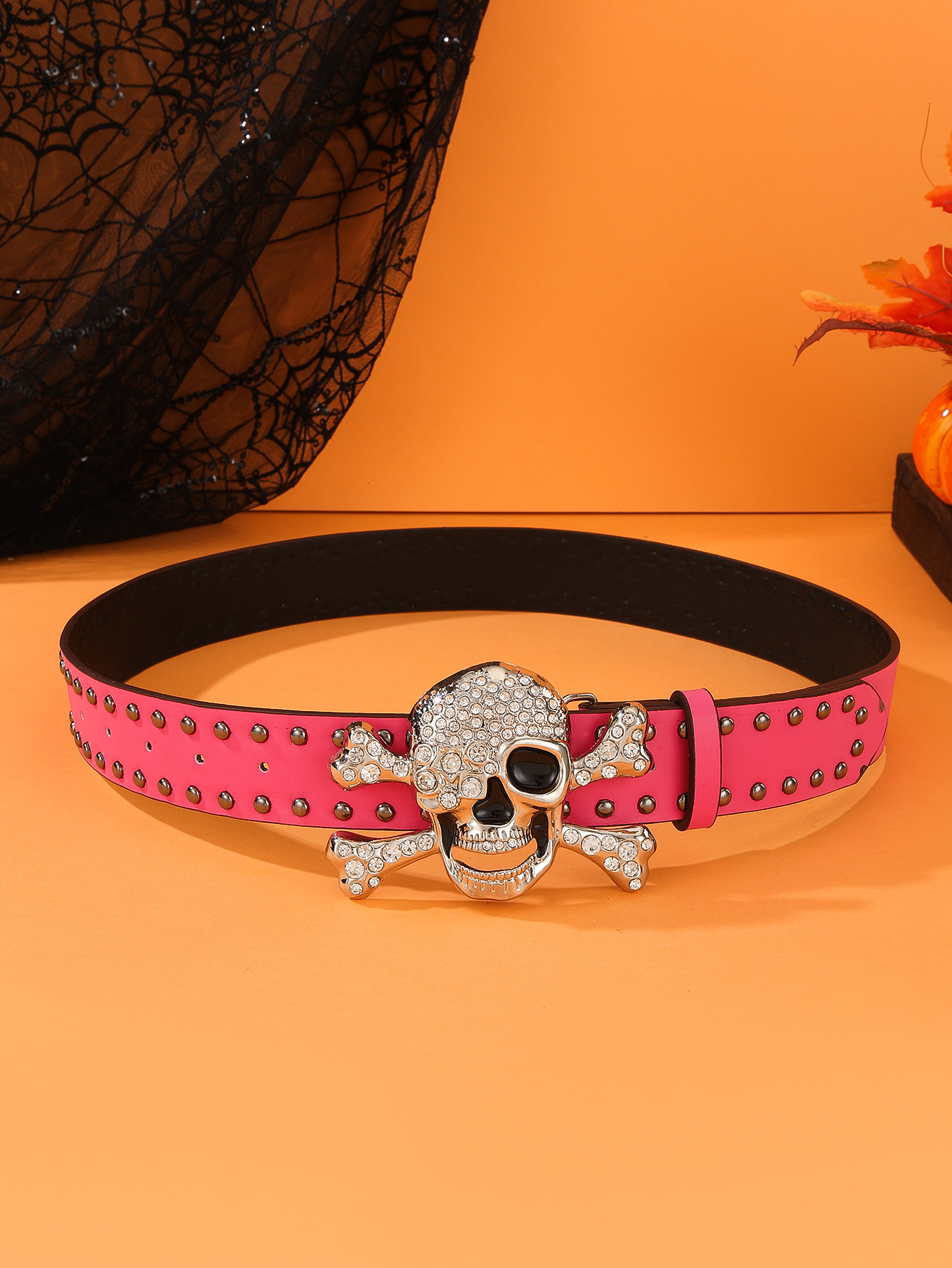 168g Weight Rhinestones Inlay Material Belt Classification 1 Piece Quantity Party, Street Occasion Alloy Material Halloween Festival Skull Pattern Unisex Gender Inlay Design Punk Style Rose Red, Blue, Black Color Punk Skull Alloy Inlay Rhinestones Unisex Leather Belts 16