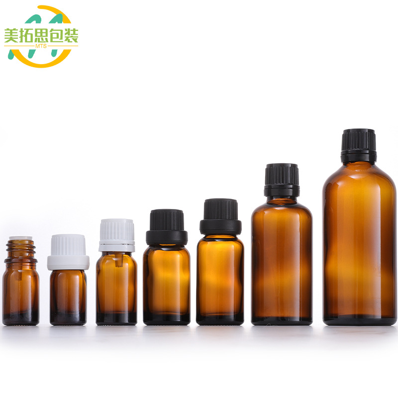 5-100ml茶色精油瓶 大头防盗盖滴塞 精油调配瓶避光玻璃分装瓶