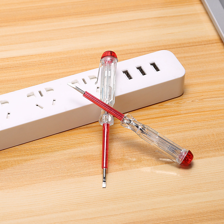 测电笔205#厂家直销雄冠牌红头外贸带夹红帽笔扣透明高压检测