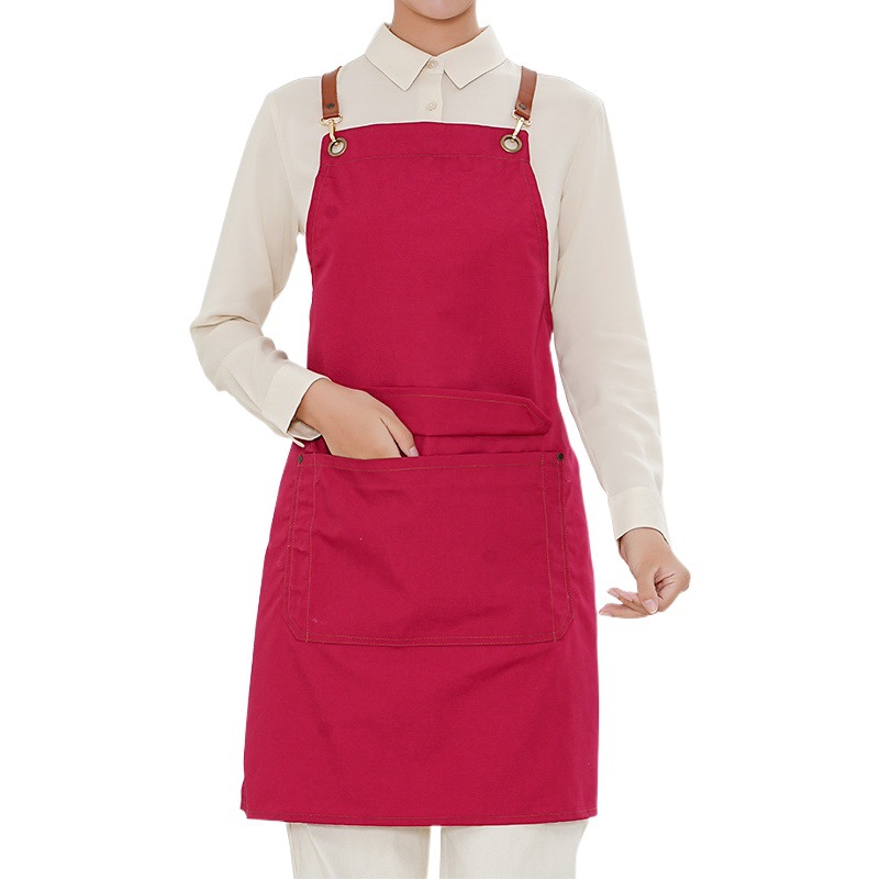 Delantal de lona transfronterizo logotipo personalizado restaurante hornear manicura ropa de trabajo leche tienda de té cafetería delantal al por mayor