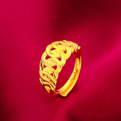 The Yunnan Sand Gold Lady's Open Ring, Knitted Style, Cross-Border Accessory Jewelry, Knitted Ring