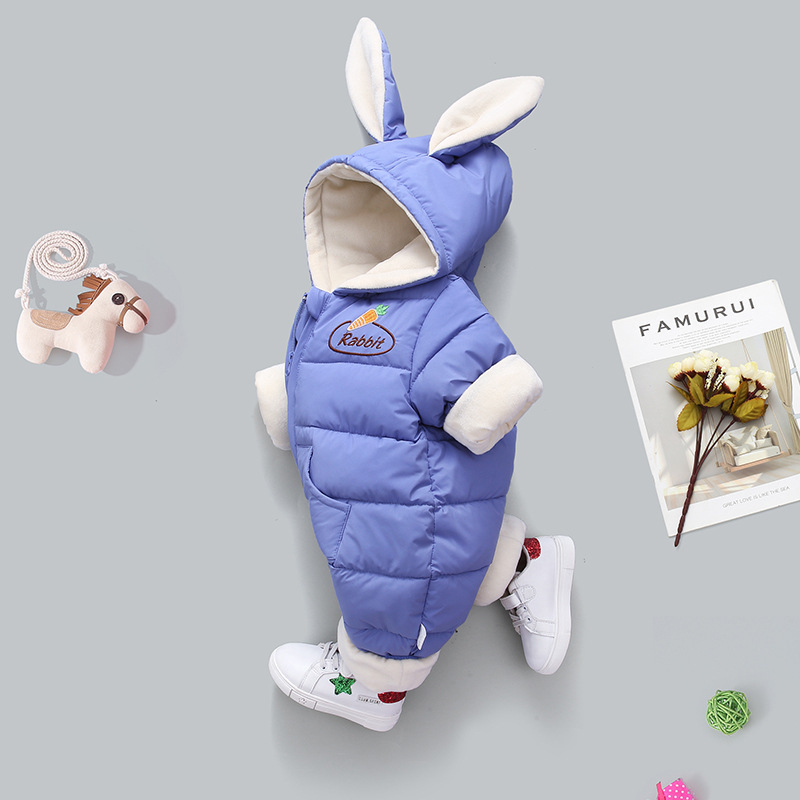 Bebé de una sola pieza abajo ropa acolchada de algodón engrosada con forro polar recién nacido mameluco con capucha de dibujos animados mameluco cálido mameluco