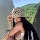 Ju Jingyi with exquisite headscarf hat children's hollow spring and summer thin literary face small woven hat pile hat