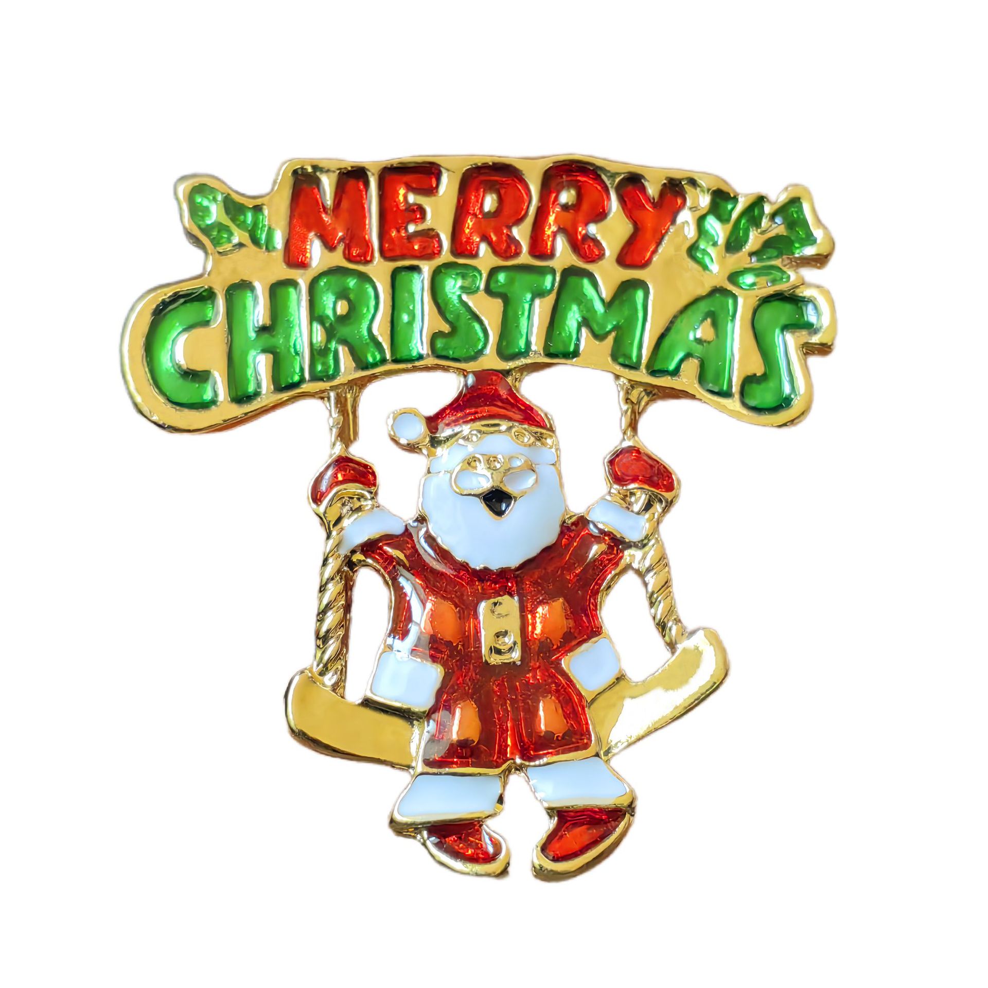 Broches navideños europeos y americanos: bastón de caramelo, reno, copo de nieve, muñeco de nieve, árbol de Navidad, corona, campana, broches de bota y corsajes.