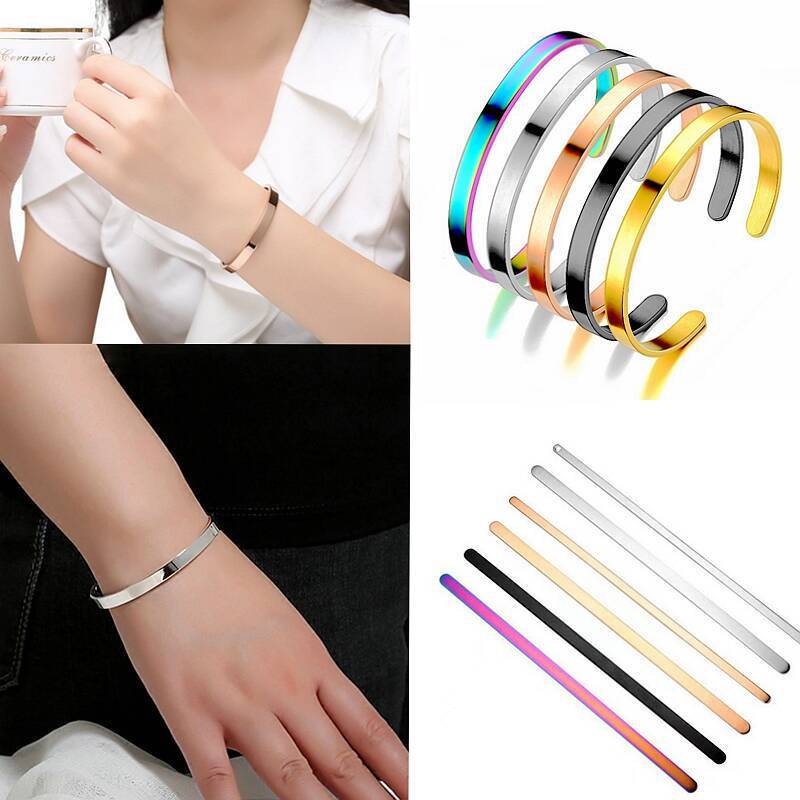 Factory in stock wholesale C- shaped titanium steel bracelet straight strip DIY stainless steel bracelet ring cross-border European and American jewelry wholesale Factory in stock wholesale C- shaped titanium steel bracelet straight strip DIY stainless steel bracelet ring cross-border European and American jewelry wholesale