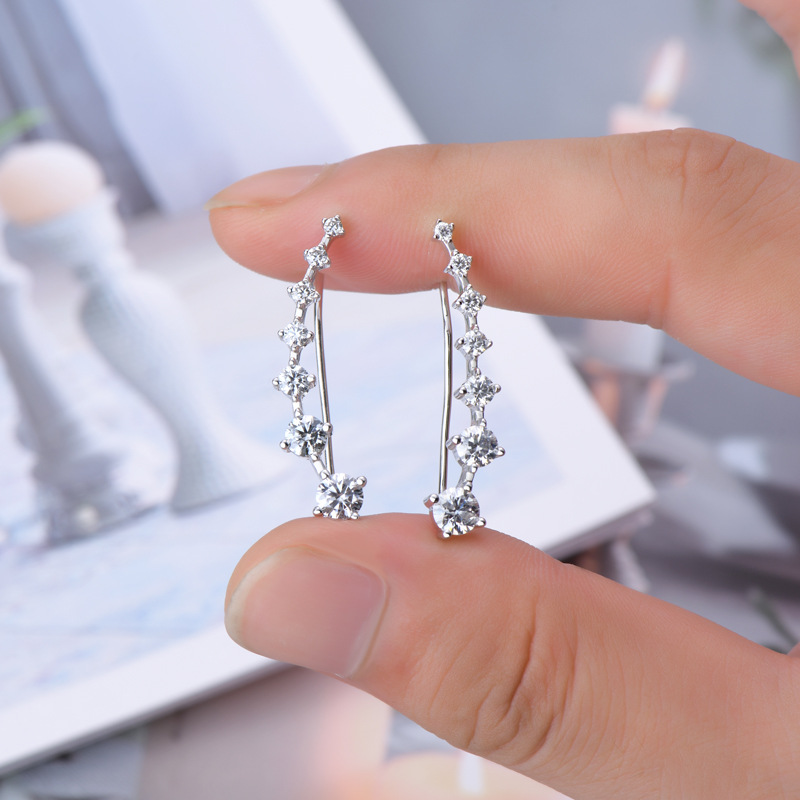 Plating Design 1 Pair 925 Sterling Silver Moissanite GRA Certificate Geometric Ear Studs
