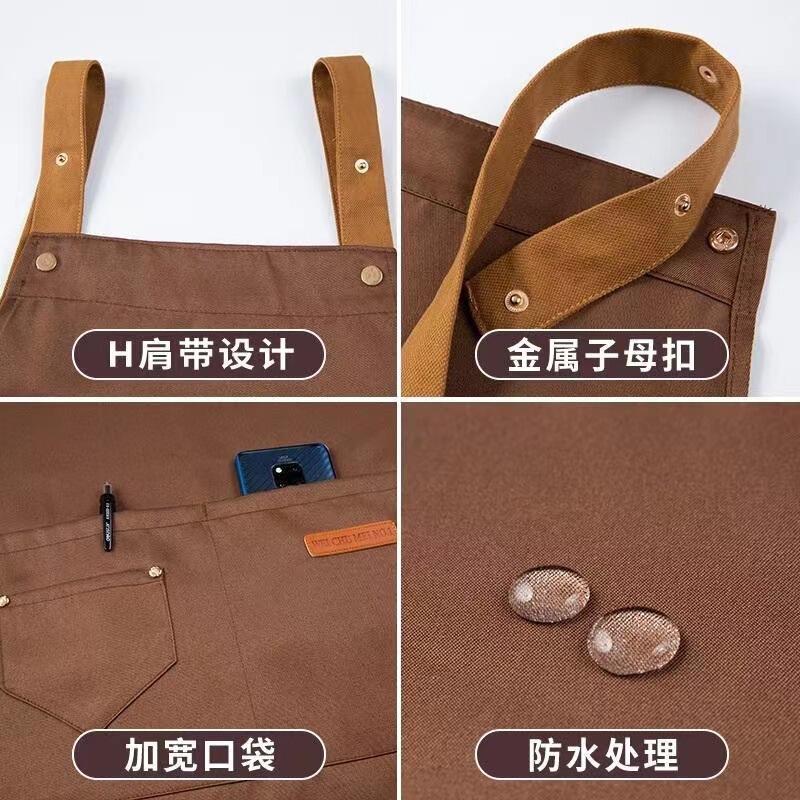ケータリング用エプロン、カスタマイズされたロゴプリント、キッチン防水・耐油ウェイター作業服、ホルターネックロングエプロン|undefined