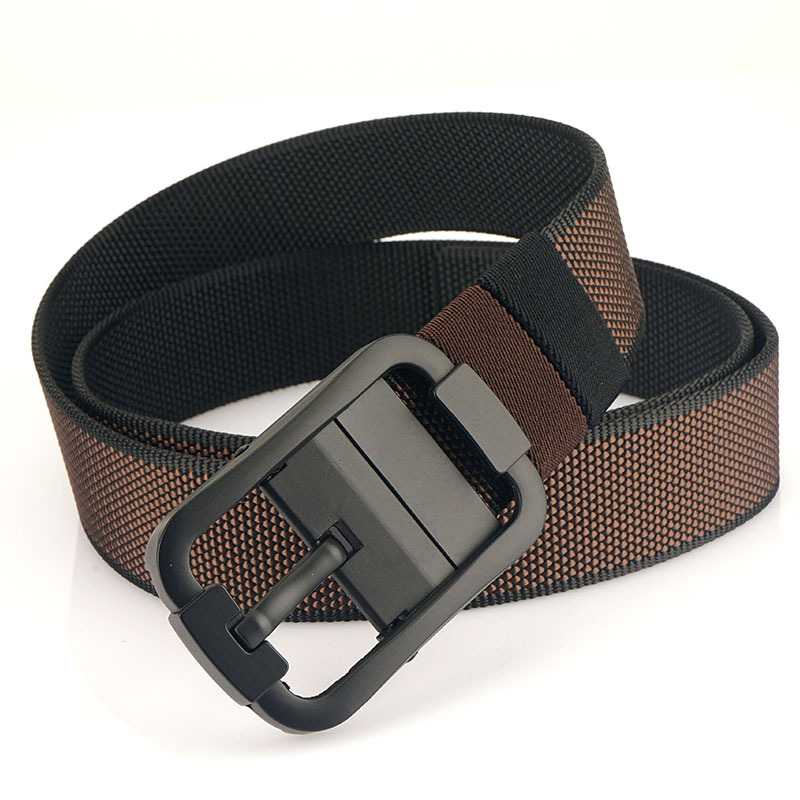 [Doble cara de doble uso] Nueva hebilla giratoria de cinturón de nylon de dos colores para hombres casual simple correa de pantalones de lona tejida
