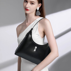 2024 New Leather Retro Baguette Underarm Tote Bag, High-End Style Versatile Calfskin Single Shoulder Crossbody Handbag