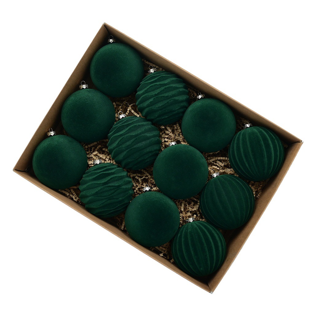 Flocado bola Bola de Navidad de terciopelo oscuro Bola de Navidad decoraciones del árbol de Navidad Amazon transfronteriza nuevo