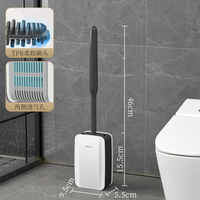 Cepillo de baño de silicona con soporte colgante, diseño sin ángulos muertos, herramienta de limpieza doméstica