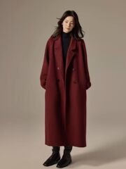 感西装领呢子大衣女2025秋冬新款双排扣气质长款过膝毛呢外套
