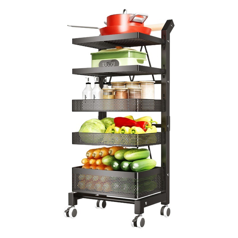 Cocina estante de almacenamiento móvil carro desmontable botella de condimento fruta y verdura artículos diversos rack de almacenamiento cesta de almacenamiento de piso multifuncional