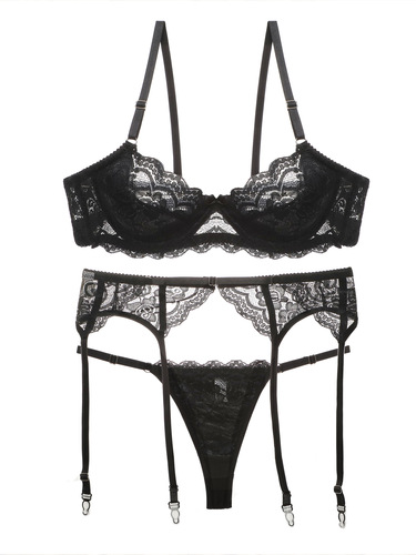 Chang Lizi three-piece sexy thin mold cup bag with steel ring lace for young women foreign trade sexy underwear bra