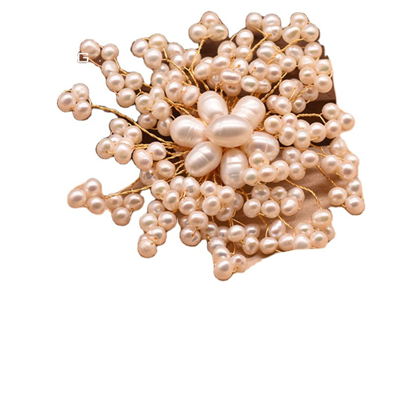 XlentAg natural perla de agua dulce broche femenino moda europea y americana temperamento original hecho a mano joyería PIN image 6