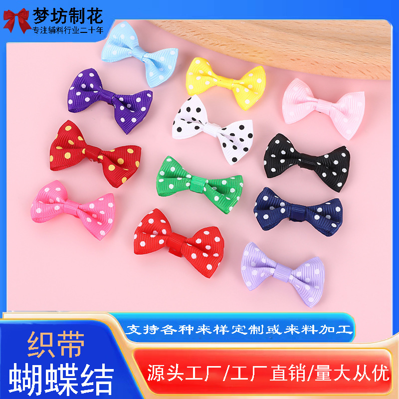 Factory wholesale printed dot small bow tie dot small bow tie diy colorful dot small bow tie bow