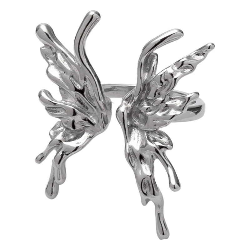 Mariposa personalizada anillo de circón negro abierto hembra ins moda nicho diseñador senior Internet celebridad viento frío anillo de dedo índice