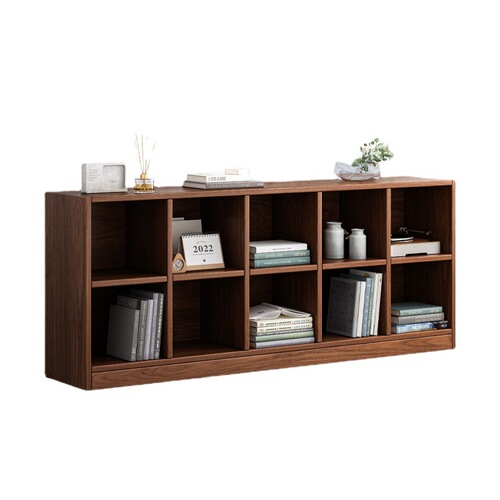 Solid wood low bookcase living room wall storage rack floor-standing free combination grid cabinet home bookshelf storage cabinet floor cabinet
