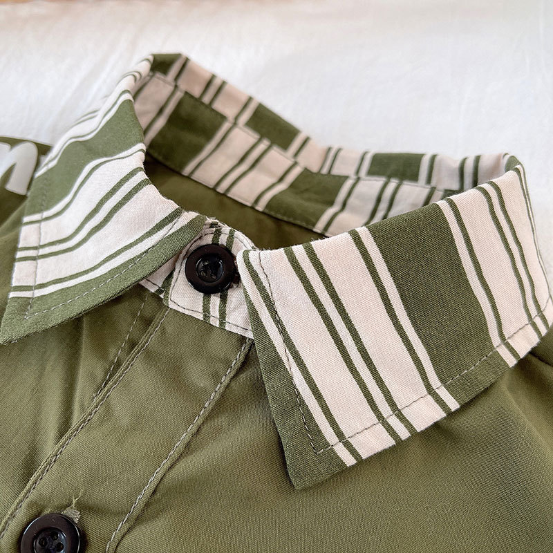 Camisa de Primavera de estilo coreano para niño de entrega de una pieza 2023 nuevos niños solapa de dibujos animados Capa delgada superior