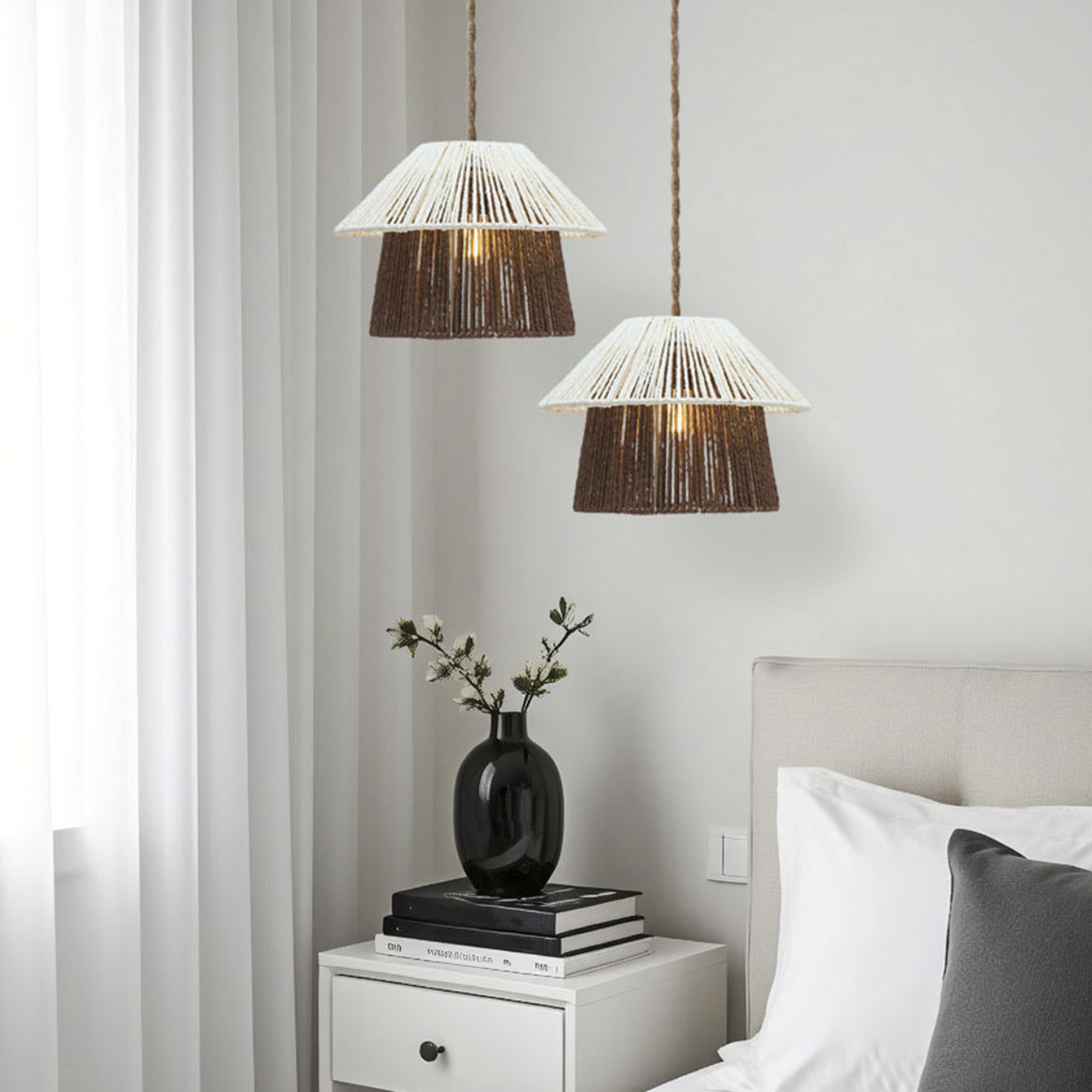 Cuerdas de papel de vidano tejido de arte de lámpara interior iluminación decoración de hoteles residenciales creativos lámpara decorativa
