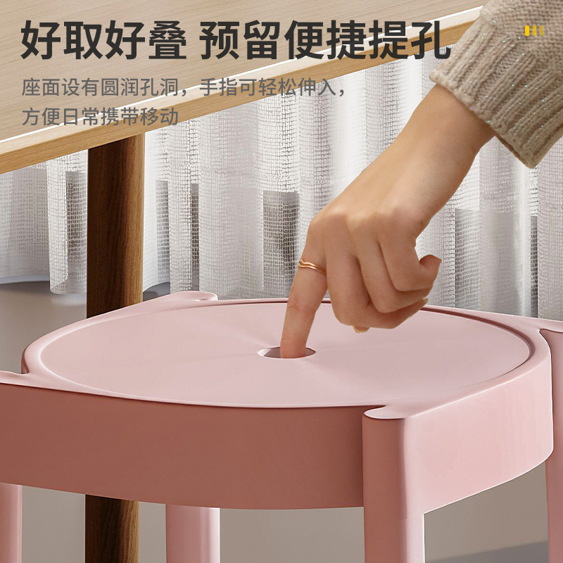 Taburete de plástico engrosado, silla de comedor apilable para el hogar, mesa de comedor de repuesto, taburete de banco alto y simple moderno, taburete de plástico, taburete redondo