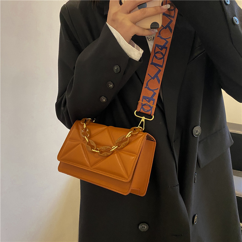 Bolso de hombro pequeño para mujer estilo INS diseño cuadrado simple con correa ancha moda casual
