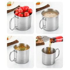 跨境304不鏽鋼摺疊水杯便攜式戶外露營摺疊手柄口杯批發野營杯子