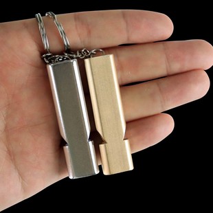 Hot sale outdoor flat aluminum alloy dual frequency survival whistle double tube outdoor survival rescue whistle equipment EDC tool
