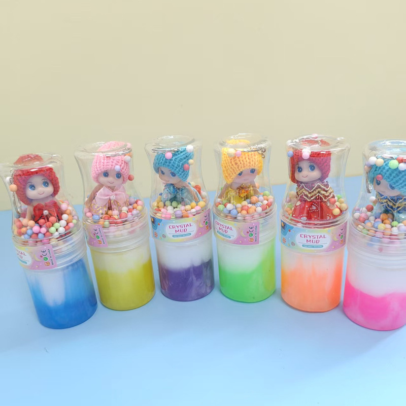 Cross-Border Direct Supply of Slime Sweater Dolls, Ice Cream Toys, Two-Color Glitter Crystal Mud, Colored Clay Factory Wholesale