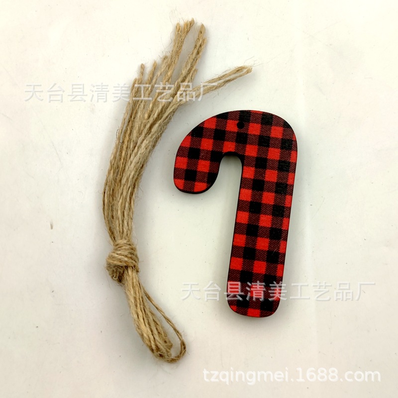 33 rojo y negro Plaid SERIE DE Navidad madera chips colgantes decorativos de Navidad se pueden combinar libremente con 10 piezas en un paquete