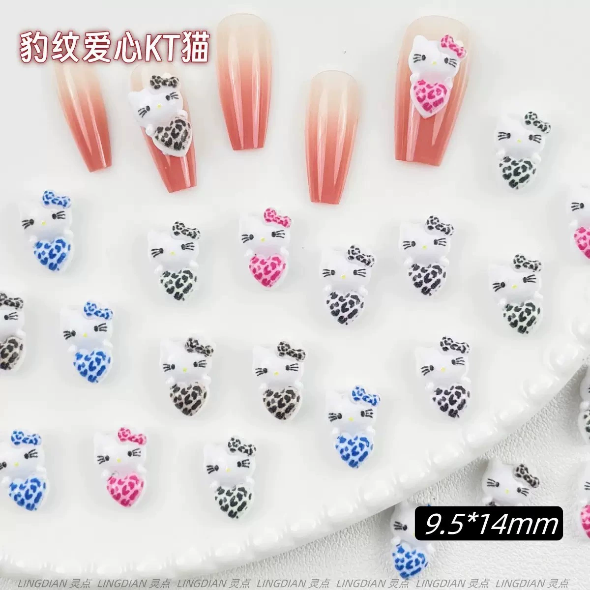 Сладкий крутой сексуальный леопардовый принт котенок кошка аксессуары для дизайна ногтей милый мультяшный леопардовый принт бант популярные аксессуары для ногтей партия