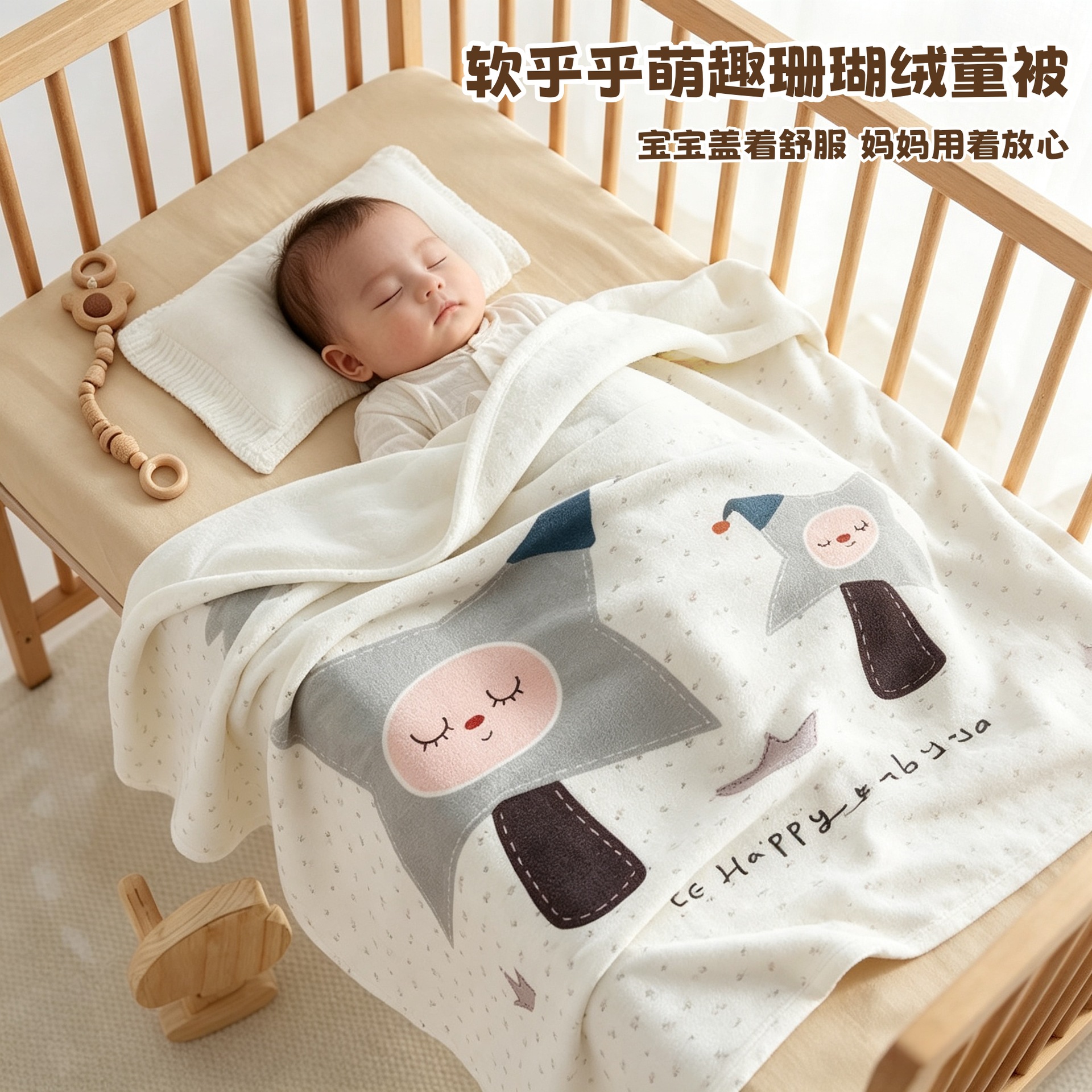 Baby bath towel, Class A maternal and infant grade coral fleece blanket, cartoon print baby nap blanket, towel quilt, suitable for all seasons