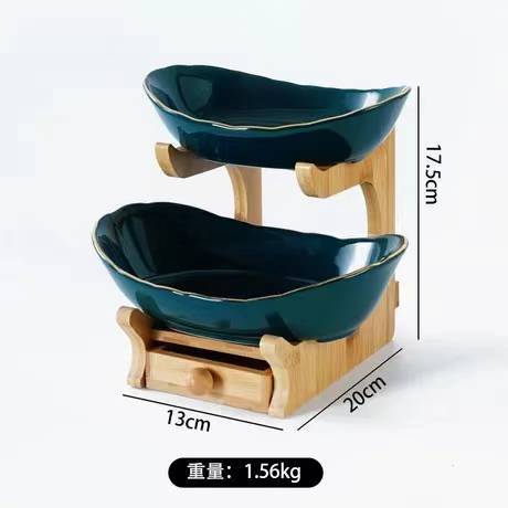 Nórdico simple cesta de frutas creativo de doble capa de múltiples capas plato de fruta con cajón de cerámica placa de fruta seca estante de bambú hogar plato de aperitivos