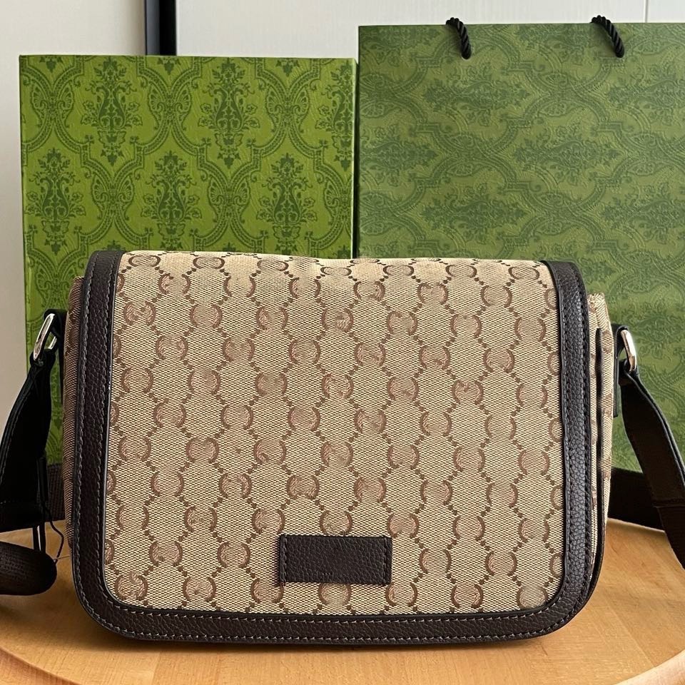 G Brand Classic Double g Monogram Canvas Versatile Crossbody Bag 2025 Spring/Summer New Canvas Shoulder Bag Unisex
