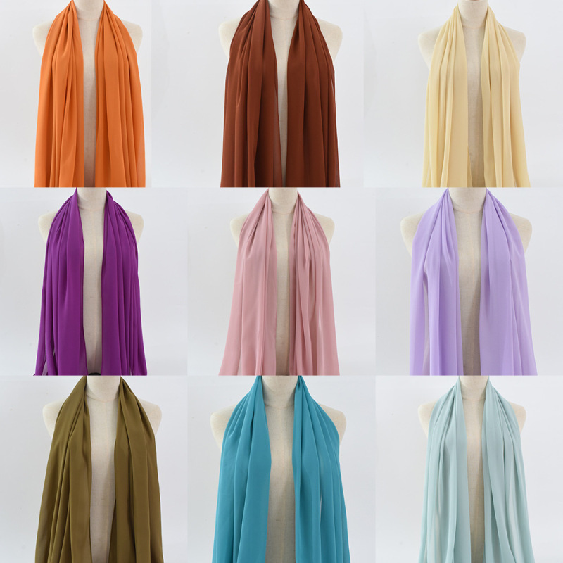 All 148S Spot Chiffon Bead Turban Scarf Malaysian Ethnic Pearl Chiffon Seersucker Scarf Silk Scarf