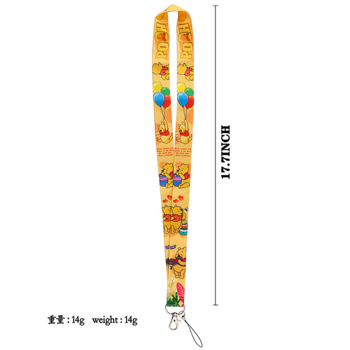 Childhood cartoon cute bear mobile phone lanyard Work ID bus card U disk mobile phone tag key chain lanyard