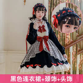 原创 洛丽塔软妹萝莉长袖秋冬新年日系lolita洋装白雪姬OP连衣裙
