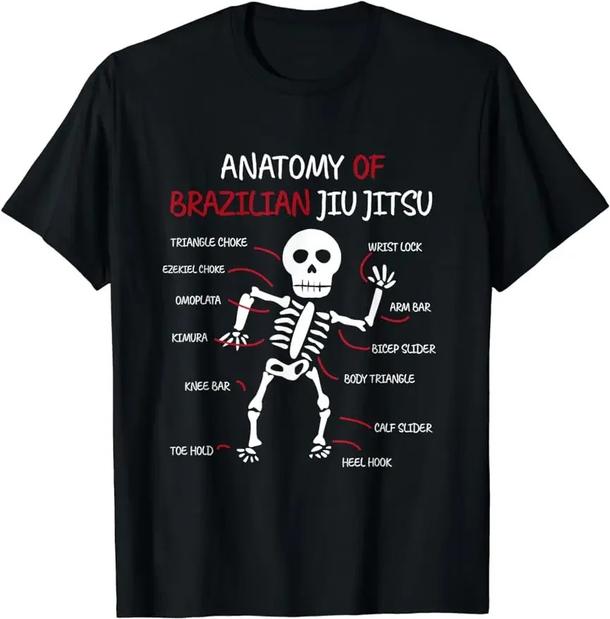 Jiu Jitsu Halloween Shirt Funny Anatomy Brazilian Jiu Jitsu T-Shirt Casual Tops Printed Y2K Men's Streetwear