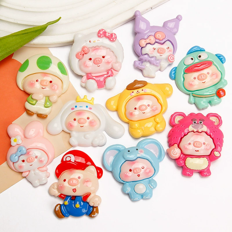 Большая карта милый мультфильм трансформаторная поросенок diy кремовый клей для домашнего телефона чехол для волос карта обуви пряжка смола аксессуары оптом