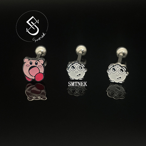 SMTNEK titanium steel welded oil dripping color cartoon image tongue nail stainless steel piercing jewelry